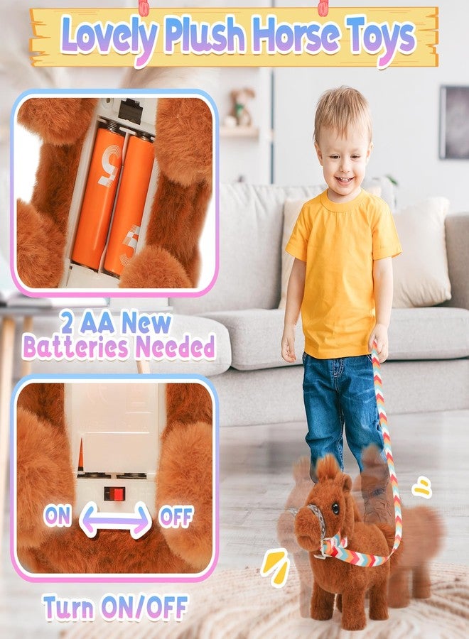 Tagitary Plush Horse Toys for Kids,Electronic Interactive Plush Toys with Leash That Making Sounds,Walking,and Wagging Tail,Stuffed Horse Realistic Pet for Boys Girls - Image 3